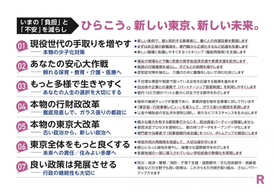 蓮舫　東京都知事選　公約2