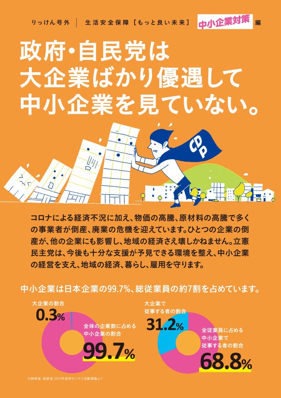 立憲民主号外　中小企業対策編　政府・自民党は大企業ばかり優遇して中小企業を見ていない