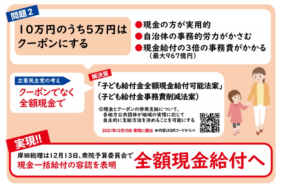 立憲民主号外「ひとり親世帯の子どもたち約4万人の10万円給付実現へ」編　離婚世帯給付金